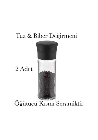 2 Adet Tuz Ve Karabiber Değirmeni 2 Adet Cam Gözde Öğütücü Kısmı Seramiktir Tuz Değirmeni Çok Renkli