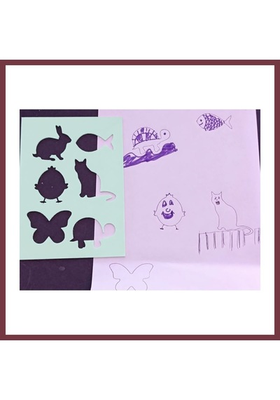 Storeşahin 3d Baskı Hayvan Figürleri Çizim Şablonu - Çoklu Desen Kalıbı - Mint Shn0720