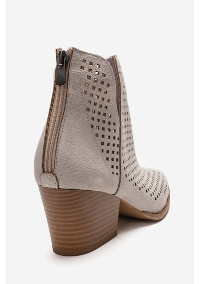 Luvishoes Orvıa Buz Süet Kalın Topuklu Kadın Yazlık Bot Ekru