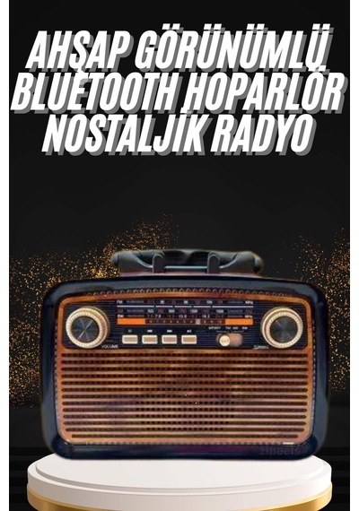 Nostaljik Görünümlü Ahşap Radyo Tf Sd Usb Girişli Led Fener Işıklı -