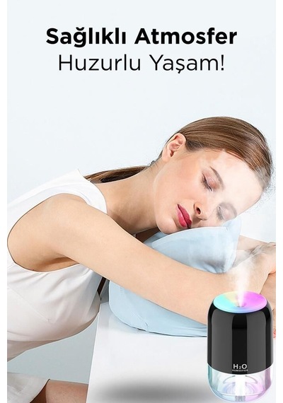 Premium Koku Yayan Ofis Gereci Hediyelik Eşya Hava Nemlendirici Buhar Makinesi 200ml H6 Siyah
