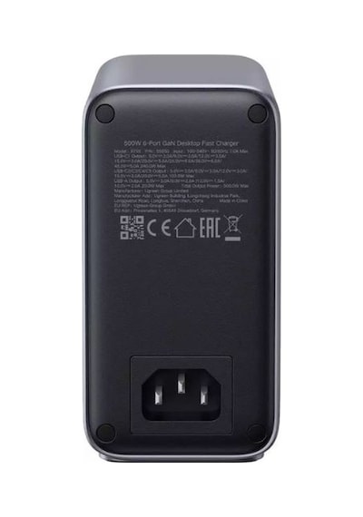 Ugreen Nexode 500w Gan 6 Portlu Hızlı Şarj Cihazı İstasyonu, Pd 3.1 5xusb-c, 1xusb-a, 2m Kablolu, Gri, 55550b