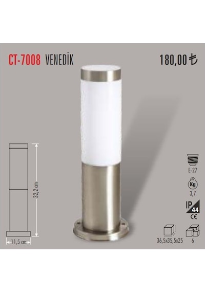 Cata Ct-7008 Bahçe Dış Mekan Aydınlatma Armatür E27 Duylu Alüminyum