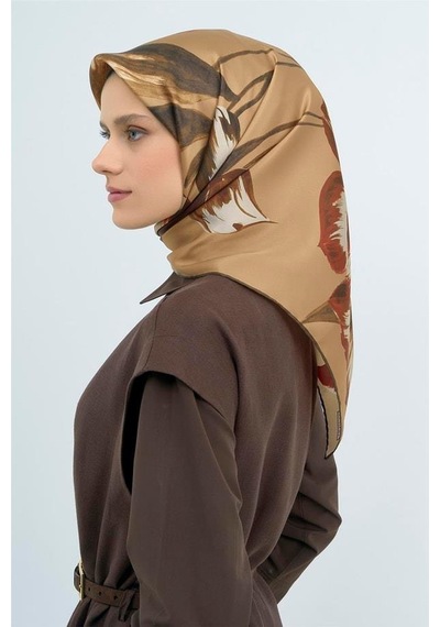Armine İpek Eşarp 2026 Yaz - 9506-82 Camel Kahve Twill