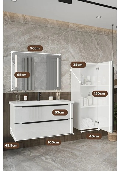 Banyo Kadife Beyaz Parlak Hıgh Gloss %100 Mdf 100 Cm Banyo Dolabı Ledli Aynalı Üst Dolap Boy Dolabı Beyaz Banyo Kadife Beyaz Parlak Hıgh Gloss %100 Mdf 100 Cm Banyo Dolabı Ledli Aynalı Üst Dolap Boy Dolabı Beyaz