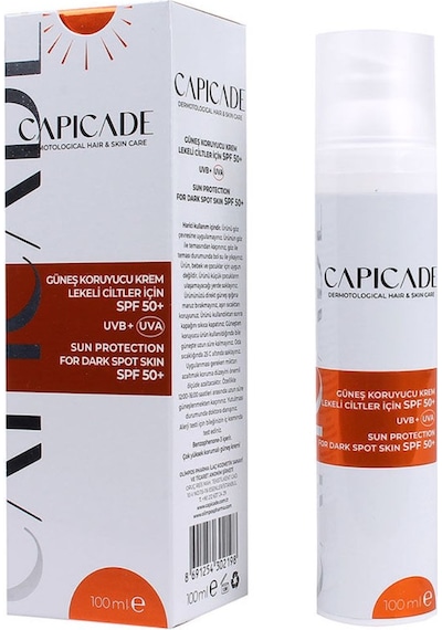 Capicade Spf50+ Lekeli Ciltler İçin Güneş Koruyucu Krem 100 Ml