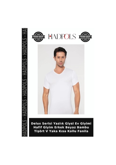 Hadpols Delux Serisi Yazlık Giysi Ev Giyimi Hafif Giyim Erkek Beyaz Bambu Tişört V Yaka Kısa Kollu Fanila Hadpols Delux Serisi Yazlık Giysi Ev Giyimi Hafif Giyim Erkek Beyaz Bambu Tişört V Yaka Kısa Kollu Fanila