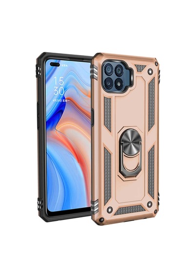 Oppo Reno 4 Lite Kılıf Zore Vega Yüzük Standlı Zırh Kılıf