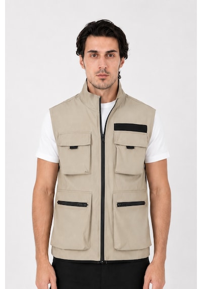 Camp Scoutland Camp450 Outdoor Tactical Çok Cepli Su İticili Erkek Mevsimlik Taktik Likralı Yelek Bej