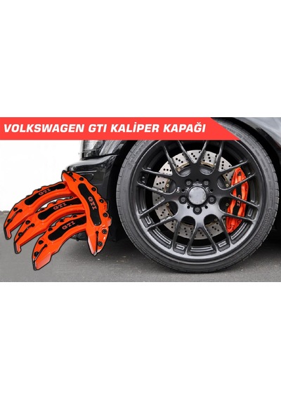 Turuncu Gtı Kırmızı 4'lü Kaliper Seti Yapıştırma Logolu