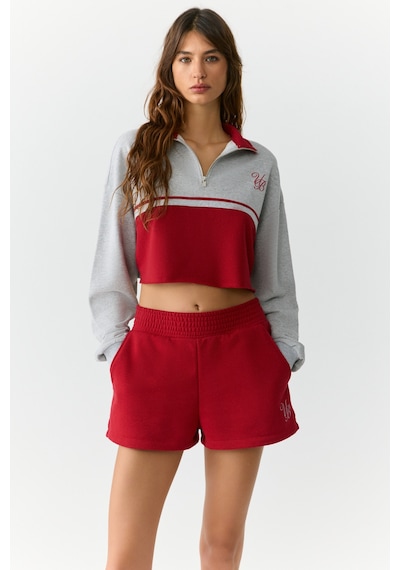 Urban Beat Mıkaela Kadın Dik Yakalı Crop Grimelanj Sweatshirt Grimelanj