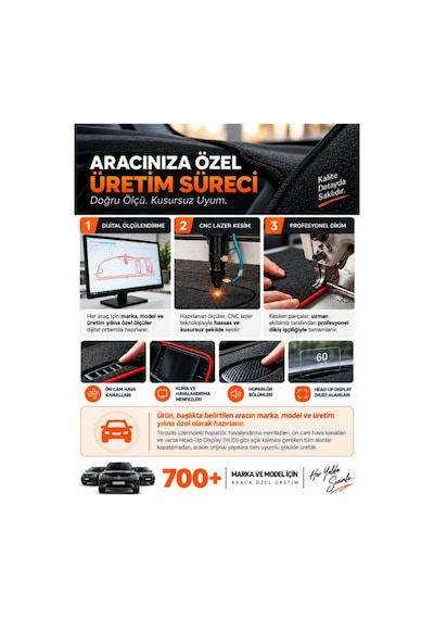 Nissan Note E11 2005-2009 Uyumlu Torpido Örtüsü + Tay Tüyü Bagaj Çantası + Sticker - Siyah Kırmızı