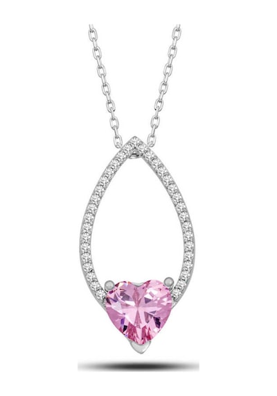 Casera's Gümüş Pembe Taşlı Kalp Kadın Kolye Csr2181258 Gümüş