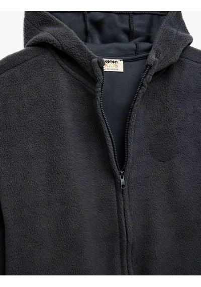 Koton Fermuarlı Kapşonlu Polar Lacivert Erkek Çocuk Sweatshirt 6wkb10135tk Lacivert