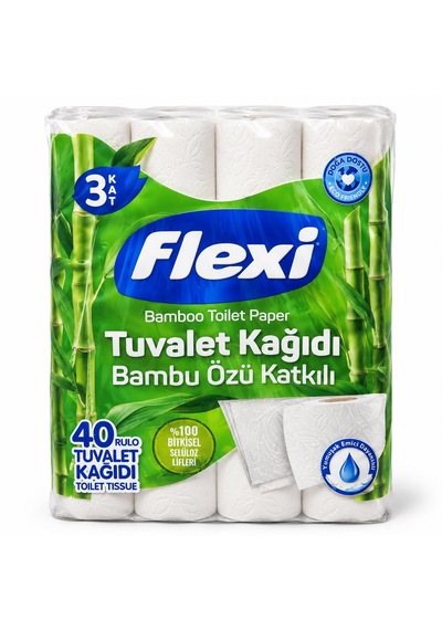 Flexı Bamboo 40 Rulo 3 Katlı Bambu Özlü Tuvalet Kağıdı