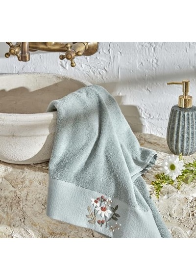 Home Comfort Touch Nakışlı%100 Pamuk Havlu Mint 30x50 Cm Açik Gri