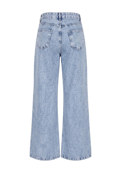 Kene Jeans Ön Taşlı Buz Kar Denim Wide Leg/bol Paça Pantolon Buz Kar