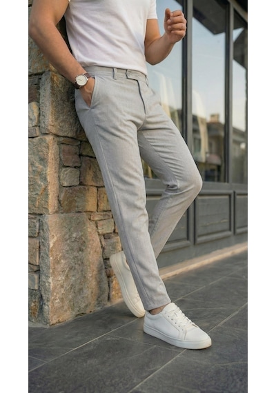 Modi Erkek Slim Fit Dilli Kumaş Pantolon Gri