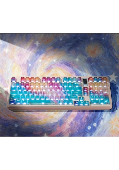 Nebula Bulutu Keycaps Renkli Sisli Mekanik Rgb Klavye Tuş Takımı Kırmızı