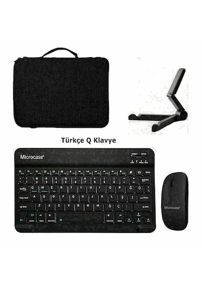 Microcase Honor Pad X8b 11 İnch İle Uyumlu Tablet İçin Türkçe Bluetooth Klavye+mouse+tablet Standı-siyah Al8126