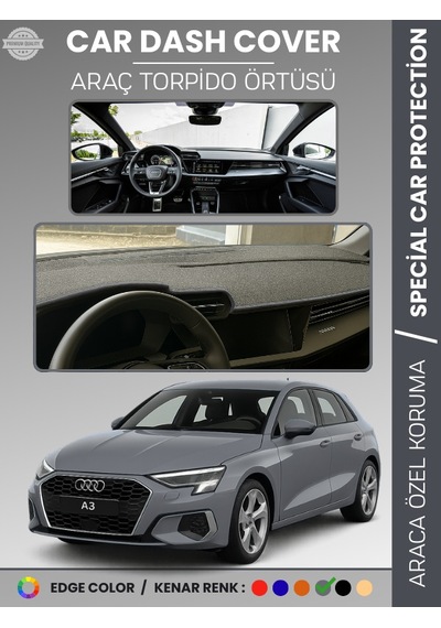 Audi A3 2020+ Torpido Örtüsü Ön Göğüs Koruma Torpido Koruma Araca Özel Kaymaz Kolay Montaj - 251 Stiloto