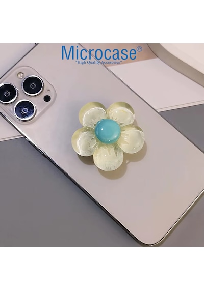 Microcase 3d Çiçek Tasarımlı 3m Yapıştırmalı El Parmak Tutucu Cep Telefonu Tutacağı Popsocket - Al5246 Sarı