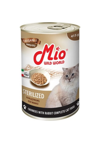 Mio Kısırlaştırılmış Sterilize Parça Tavşan Etli Konserve Yetişkin Kedi Maması 415 G