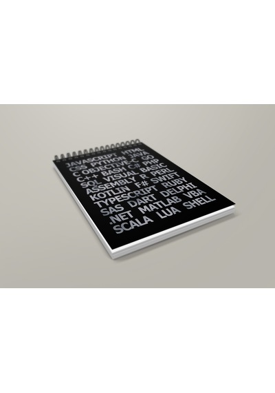 Notebook for Developers - Programming Languages - Siyah - Kısmi Lak'lı Yumuşak Kapak - 50 Yaprak - Kareli - Spiralli Bloknot