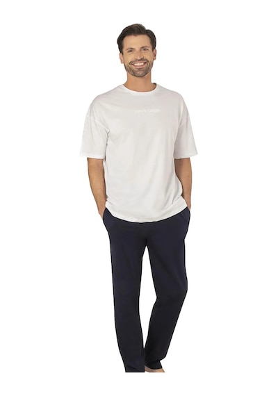 Pierre Cardin Erkek Yazlık Yeni Sezon Pamuklu Günlük Oversıze Penye Kısakol Pijama Takım 6086 Beyaz