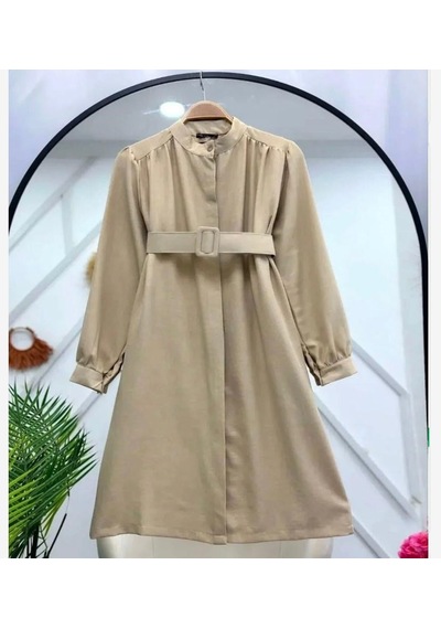 Lovie Moda Kadın Kemerli Tunik Bej