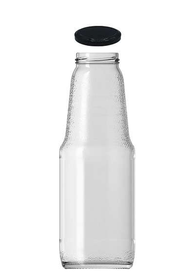 Rotanev Şeffaf Sürahi Süt, Ayran, Su, Limonata, Meşrubat Şişesi Metal Siyah Kapaklı Cam Şişe  3 Adet 1 Litre
