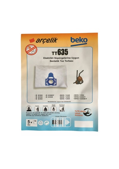 X-Bag Arçelik Uyumlu Beko Tt 635 Süpürge Toz Torbası 20 Adet (473134585) Standart