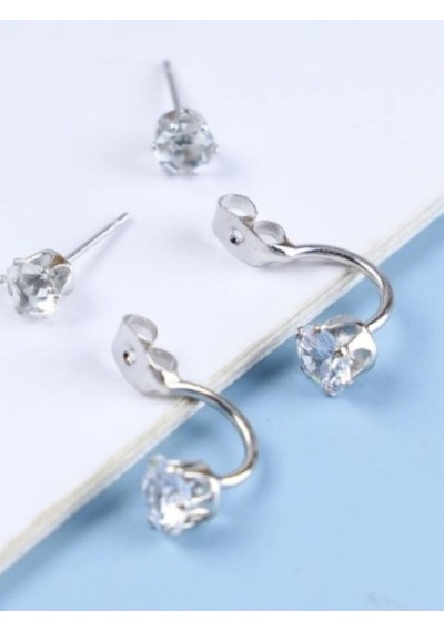 925 Ayar Gümüş Kristal Taşlı İkili Küpe