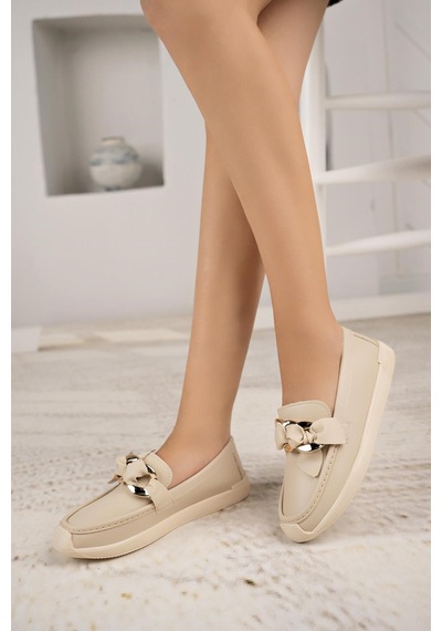 Nesilshoes Nesil Shoes Ceylan 57 Ten Zincir Tokalı Kadın Ayakkabı
