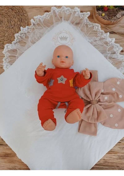Yenidoğan Papatya Desenli Trilüks Unisex Kundak Bebek Battaniyesi Kahverengi Çok Renkli