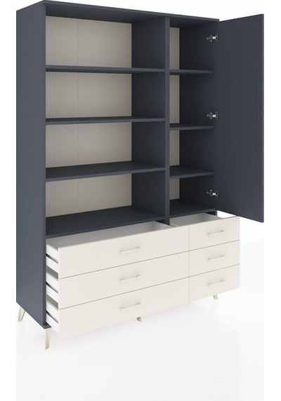 Hyperion Dolap 8 Raflı 6 Çekmeceli Tek Kapaklı 132x44x195 Antrasit-antrasit/aytaşı Antrasıt/aytası Hyperion Dolap 8 Raflı 6 Çekmeceli Tek Kapaklı 132x44x195 Antrasit-antrasit/aytaşı Antrasıt/aytası