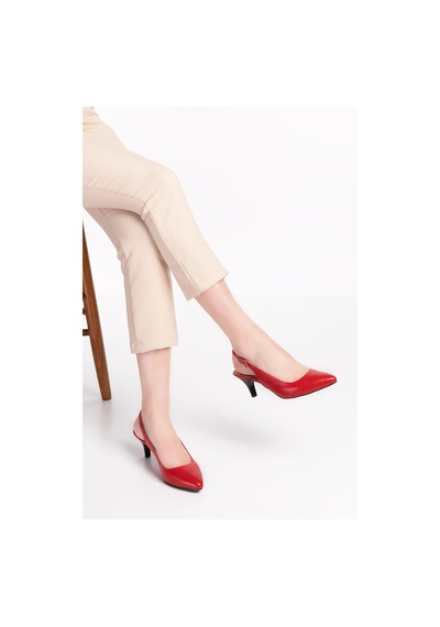 Gondol Kadın Hakiki Deri Orta Boy Topuk Stiletto Vdt.230 Kırmızı