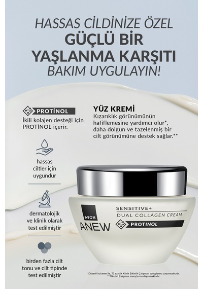 Avon Anew Sensitive+ Çift Kollajen Krem 2 x 50 ML