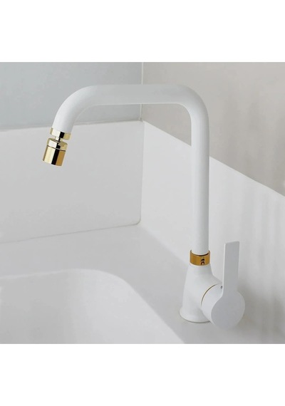 4'lü Beyaz Gold Banyo Lavabo Ve Mutfak Batarya Seti Full Set Diğer