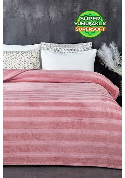 Evlen Home Mayer Supersoft Yumuşak Çift Kişilik Battaniye 180x230 Cm Pudra Pudra