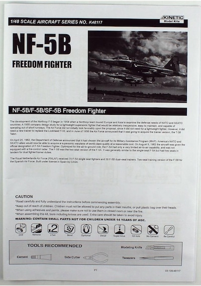 Kinetic K48117 1/48 Ölçek, Nf-5b, F-5b, Sf-5b Freedom Fighter Savaş Uçağı, Plastik Model Kiti-56361