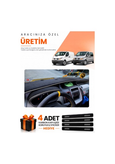 Renault Trafıc 2001-2014 Uyumlu Torpido Koruma Örtüsü Oto Kılıfı - Siyah Gri