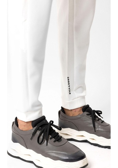 Back And Bond Beyaz Regular Fit Pamuklu Beli Bağlamalı Jogger Pantolon Çok Renkli