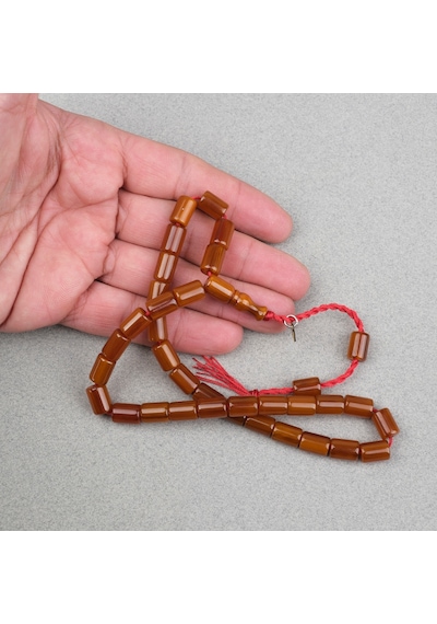 Omari Sıkma Kehribar Yumuşak Kesme Kesim Sistemli 7.5x10.5mm Tesbih
