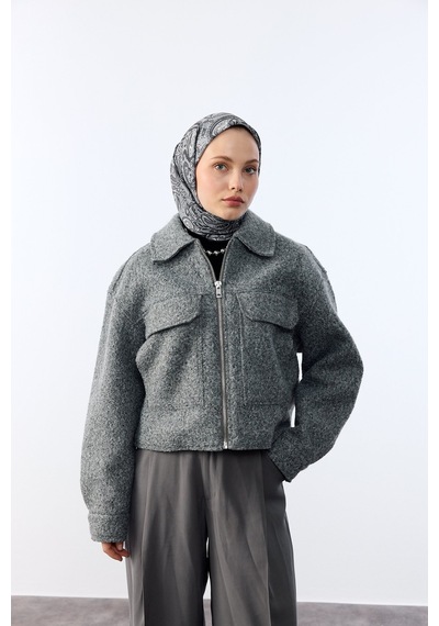 Mirsoy Scarf Rana Etnik Desen Eşarp Antrasit
