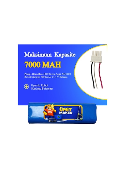 Philips Homerun 3000 Serisi Aqua Xu3100 Robot Süpürge 7000mah 14.4 V Batarya  Uyumlu Uzun Ömürlü, Yüksek Performans Pil