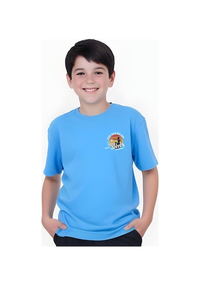 Panios Kids Soccer Baskılı Erkek Çocuk Kısa Kollu Tişört Mavi