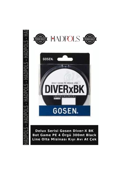 Delux Serisi Gosen Diver-x Bk Bot Game Pe 4 Örgü 300mt Black Line Olta Misinası Kıyı Avı At Çek 1 Pe