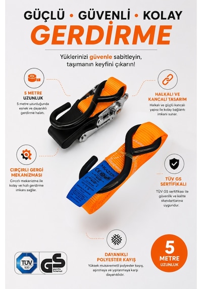 5 Metre Halkalı Gırgırlı Cırcırlı Mini Spanzet Gerdirme Halatı Tüv Gs Sertifikalı