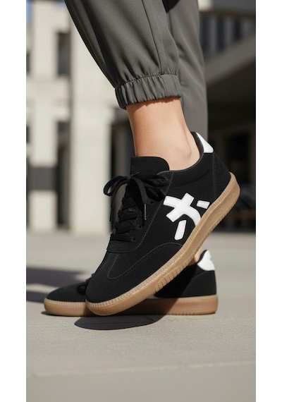 Marina Rosse Kadın Sanda Günlük Ortopedik Rahat Taban Sneaker Siyah